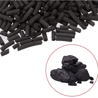 Op steenkool gebaseerde speciale kolomvormige geëxtrudeerde pellet-actieve kool gemaakt van steenkool geïmpregneerd met KOH, Ki, Naoh, koper, ASTM-norm